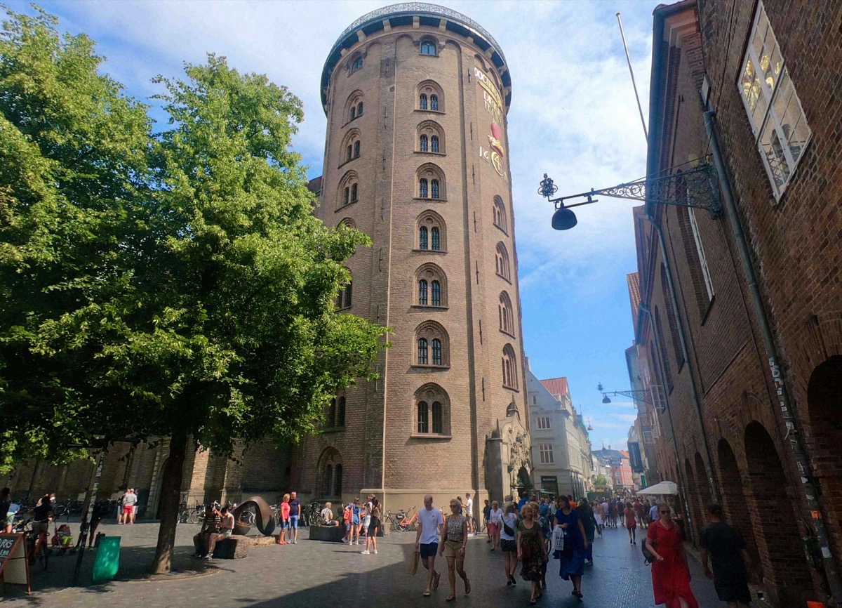 The Round Tower above Copenhagen's pedestrian street
